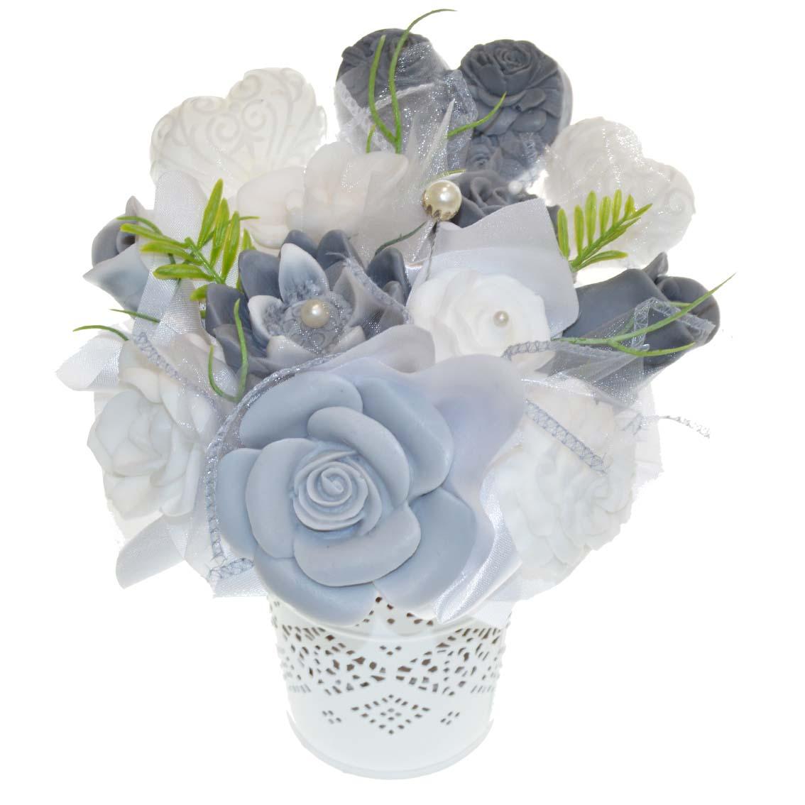 Mydlová Kytica - sivo - biela